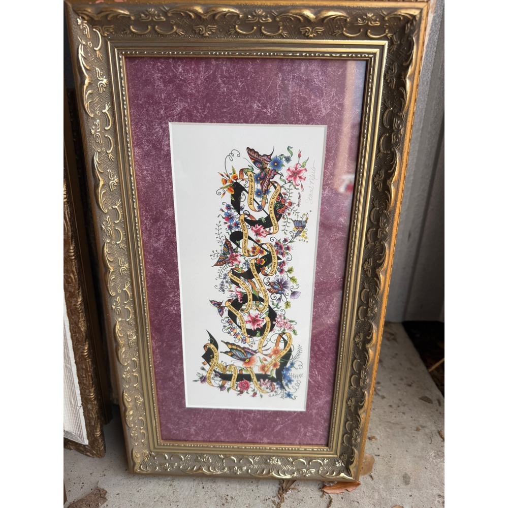 Stacie Merle Signed Love 1 Corinthians 13 Art Print Framed Gold 17.5x11.5